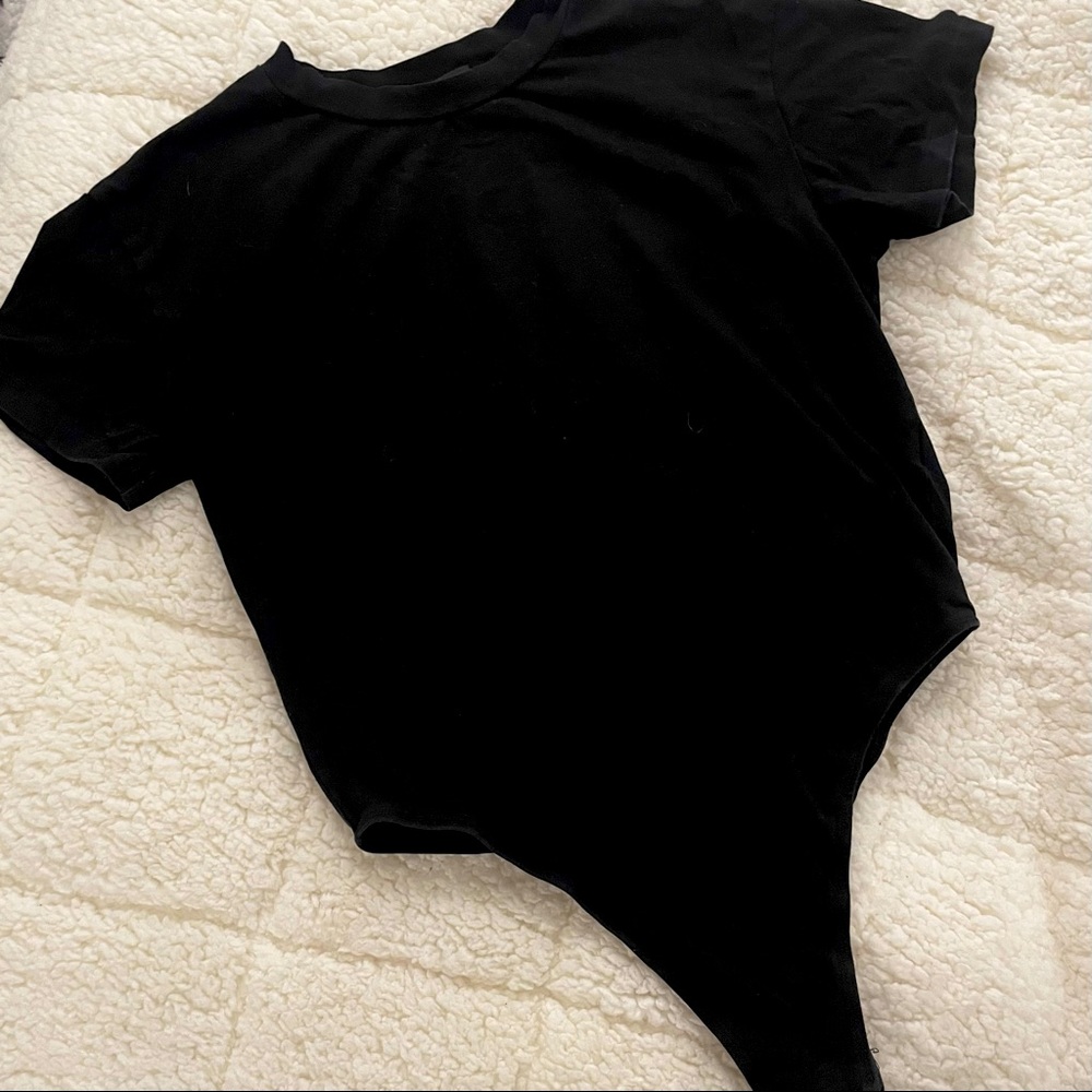 White Fox Black TShirt Bodysuit